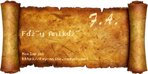 Fáy Anikó névjegykártya